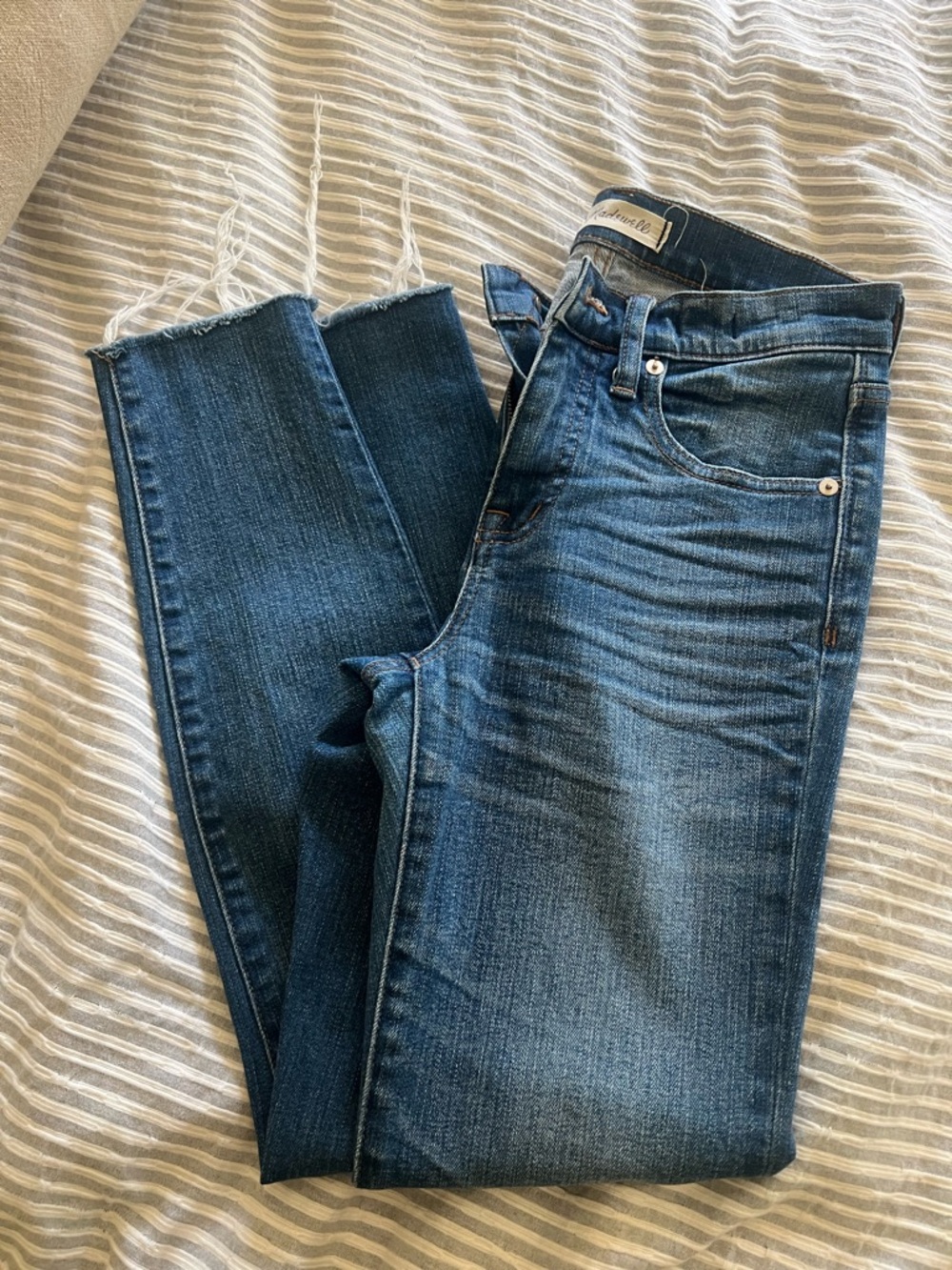 Madewell Distressed 9” Skinny High Rise Cropped Denim Jeans Size 26 Y2K 90’s